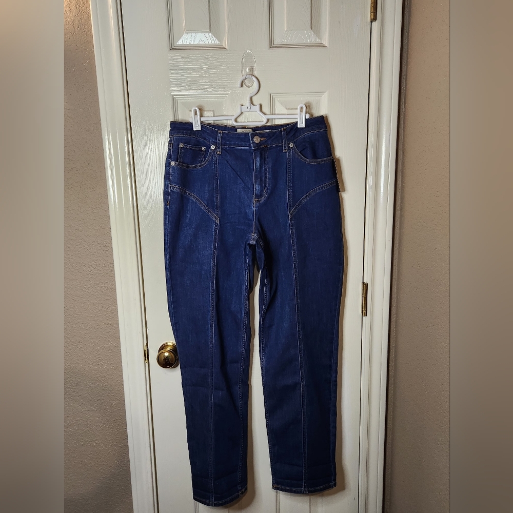LOGO by Lori Goldstein Dark Blue Boyfriend Jeans. Size 10. NWT